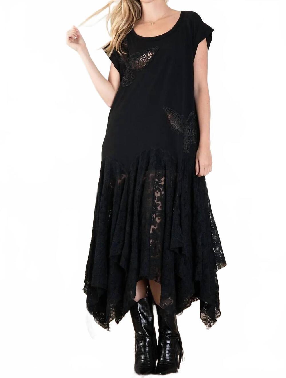 NEW BLUE VELVET fly away dress in black